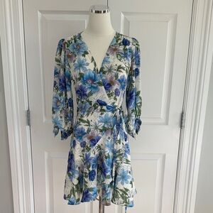 Yumi Kim Kiera Love Wins Silk Floral Wrap Cottagecore Vacation Mini Dress Size S